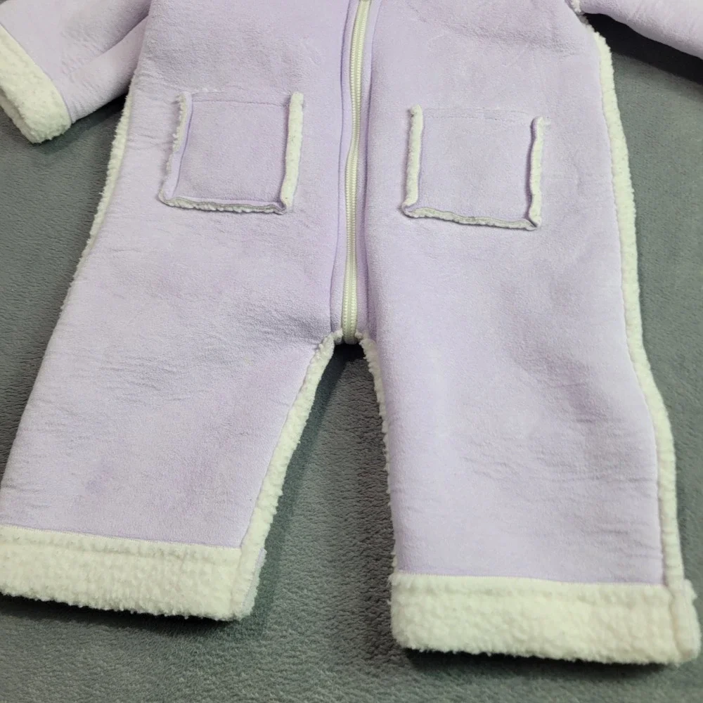 Simply Basic Pram Suit Baby Girls 6-9 Month Lavender Purple Hooded Sherpa Fleece